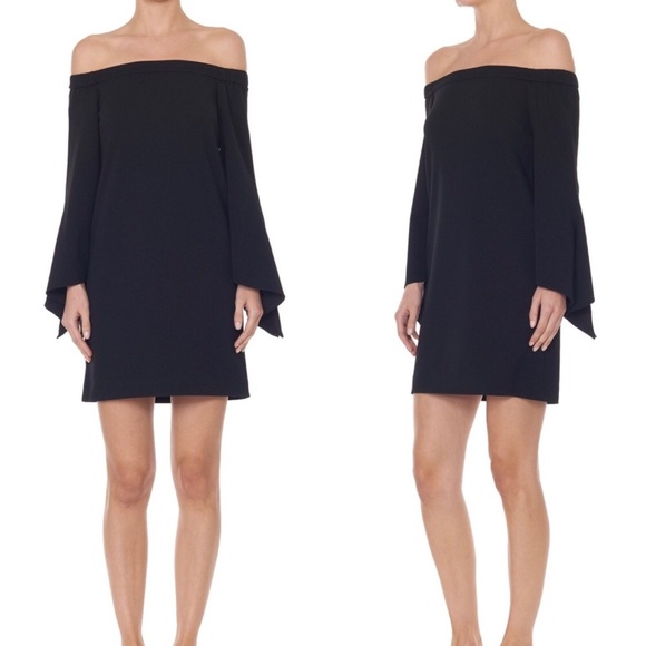 Tibi Dresses & Skirts - Tibi Black Dress- Off the Shoulder w/ Tie Sleeves